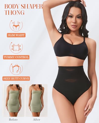Tummy Control Thong Shapewear Underwear for Women Seamless Body Shaper Girdle Compression Panties - color: A2# Black, size: Medium