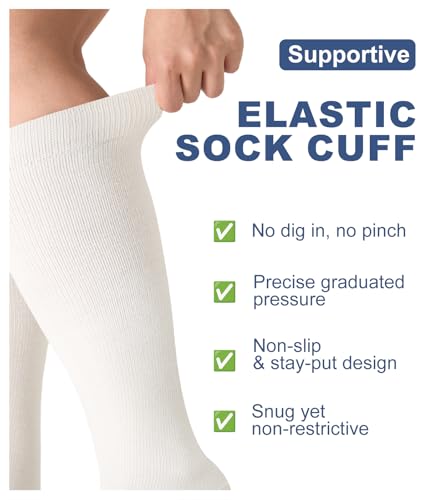 Breslatte Bamboo Viscose Wide Calf Compression Socks Open Toe for Women Men Plus Size Toeless 10-14 mmHg Circulation - color: 4p2 4white, size: 3X-Large-4X-Large Plus