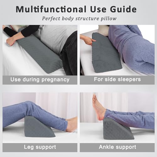 Wedge Pillow for Side Sleeping, Body Positioning Foam Wedge Pillow - color: Dark Gray