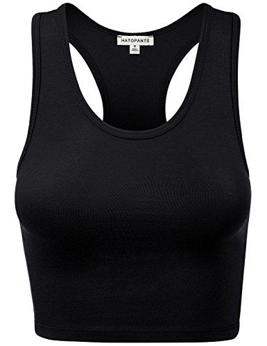 Women Sleeveless Racerback Crop Camisole Tank Tops Cotton Basic Shirts - color: 001-black-5, size: 1X