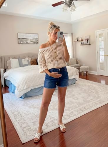 BLENCOT Maternity Jeans Shorts Frayed Hem Pregnancy Shorts Summer Clothes - color: Bluing, size: Medium