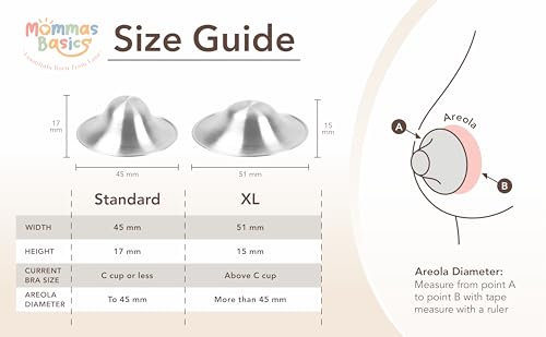 925 Sterling Silver Nursing Cups for Breastfeeding Moms | Gentle Protection Between Feeds | Reusable Silver Nipple Cups for Sore & Sensitive Nipples - size: Extra Large