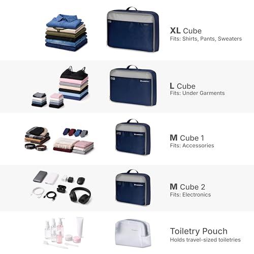 Traveler's Choice Cloverland Packing Cubes, 5-Piece Set, Navy - color: Navy