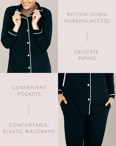 Kindred Bravely Clea Long Sleeve Pajama Set, Maternity & Nursing Sleepwear - color: Black, size: Large