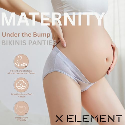 Maternity Underwear 5-Pack, Cotton Blend Postpartum Panties, V-Front Under-the-Bump Briefs, Multi-Color - color: Mottled, size: X-Large