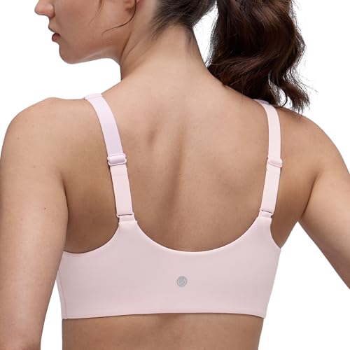 CRZ YOGA Double Lined Scoop Neck Sports Bras - color: Strawberry Pink, size: Small