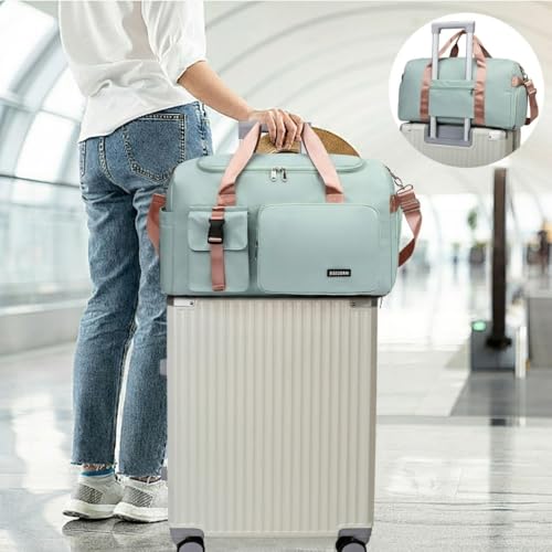 Eslcorri Gym Duffel Bag Travel Backpack with Shoe, Wet Compartment, GrayPink - color: 42L-GrayPink