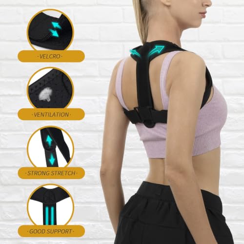 Posture Corrector for Women and Men,Adjustable Upper Back Brace, Breathable Back Support straightener, Providing Pain Relief from Lumbar, Neck, Shoulder, and Clavicle, Back. (4)