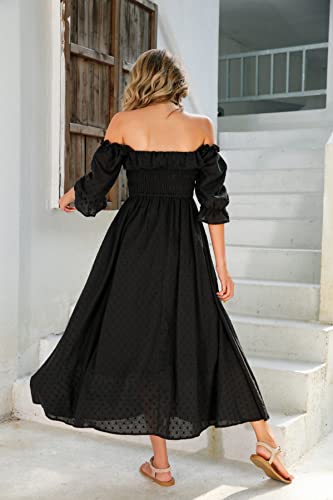R.Vivimos Women Summer Cotton A Line Flowy Long Dresses - color: Black#2, size: Medium
