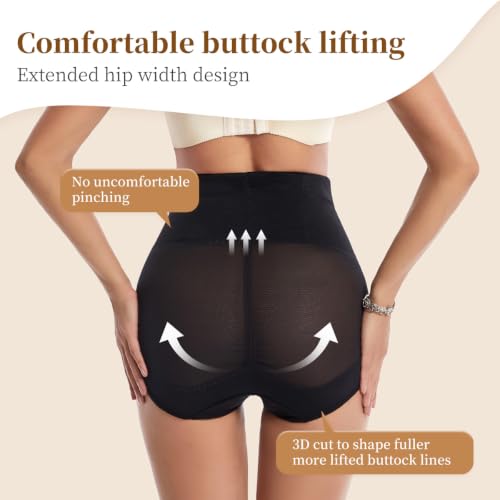 Womens Tummy Control Shapewear, High Waist Butt Lifter Panties - color: Black, size: Large