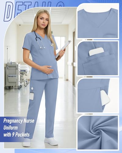 Women's Maternity Scrub Set - color: Light Blue, size: Medium