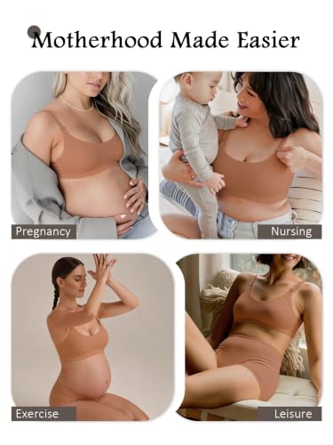 Nursing Bra for Breastfeeding Seamless Wireless Maternity Bra - color: Coffee, size: XX-Large