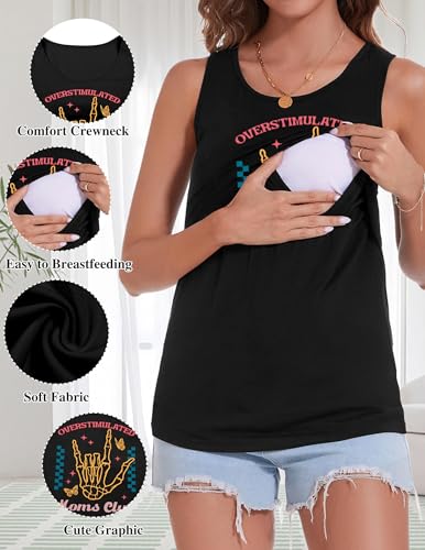 FASHGL Nursing Tank Tops Women Sleeveless Double Breastfeeding Shirts - color: Black, size: Medium