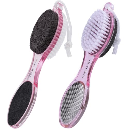 Foot Brush and Pumice Stone for Feet Scrub Callus Remover Pedicure Tools - color: Clear Pink Clear Pink