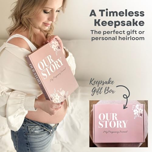 Pregnancy Journal Baby Book – 11” x 8.5” Hardcover Keepsake with Lay-Flat Binding, 3 Sticker Pages, Gift for Expecting Moms, First-Time Mom, Pregnancy Memory Book