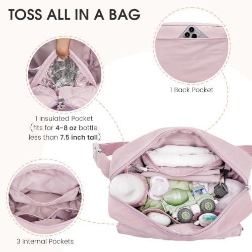 G4Free Small Diaper Bag, Mini Sling Diaper Bag with Portable Changing Pad - color: Pink