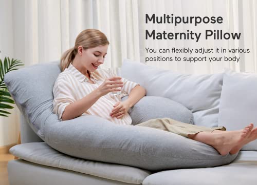 Momcozy Pregnancy Pillow for Sleeping - U Shaped Full Body Maternity Pillow - color: Hatha Grey
