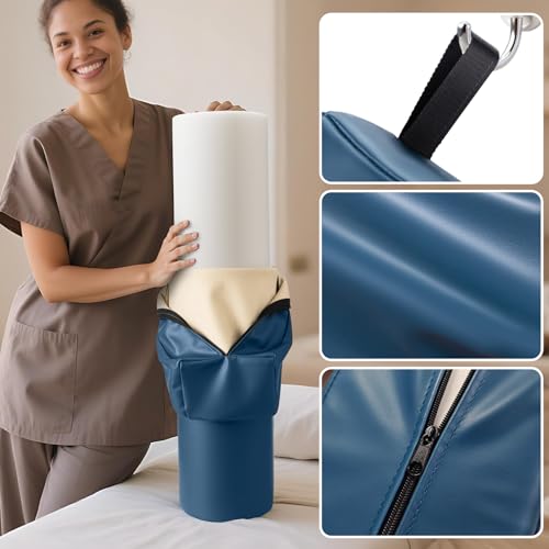 3/4 Round Massage Bolster, PU Leather Bolster Pillow for Legs, Blue - color: 3/4 Round - Blue