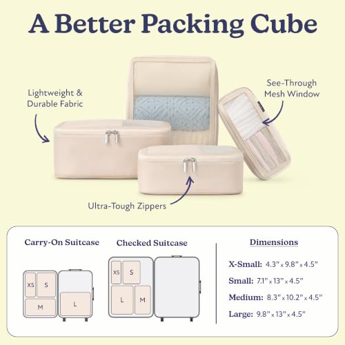 Vandel TSA-Friendly Packing Cubes for Carry On, Mesh Suitcase Organizer Bag - color: 3. Sand, size: 4 Pack (Standard)