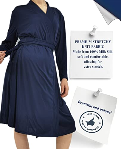 Mommy Robe for Maternity with Matching Swaddle Blanket Girls Boys, Delivery Labor Robe for Hospital Women Dress - color: C4 Robe+swaddle+headband+hat, size: XX-Large