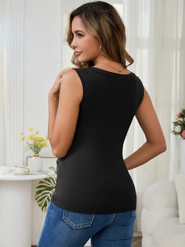 Womens 2-Pack Outfits Nursing Tank Wrap V-Neck Shirts Ruched Breastfeeding Sleeveless Maternity Tops - color: Black&gray, size: Medium