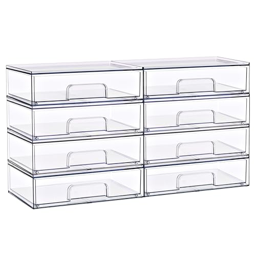 Sorbus Stackable Storage Drawers, Clear Acrylic Pull-Out Organizer (8 Pack) - size: 8 Pack