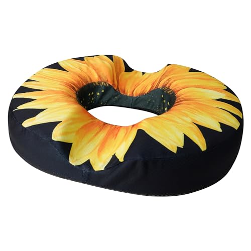 Donut Pillow Seat Cushion for Tailbone Pain Relief Hemorrhoids - color: Sunflower