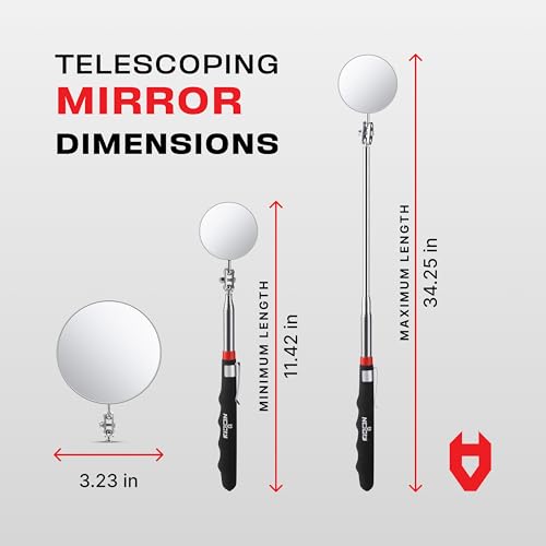 NoCry Heavy Duty Telescoping Inspection Mirror with LED Light and 360° View - style: Telescoping Inspection Mirror