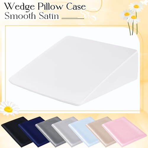 RUDONG M Satin Wedge Pillow Cover, Wedge Pillowcase, White, 25"x25"x8" - color: White
