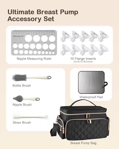 Breast Pump Bag Kit for Spectra S1/S2, Pumping Bag with Bottle Brush Set - color: Black