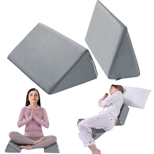 BALAPET 2 Pcs Small Wedge Pillow for Sleeping,Premium Foam Bed Pillow for Side Sleeping,Triangle Wedge Pillow for Leg Elevation,Yoga,Reduce Back Pain(Gray) - color: Gray