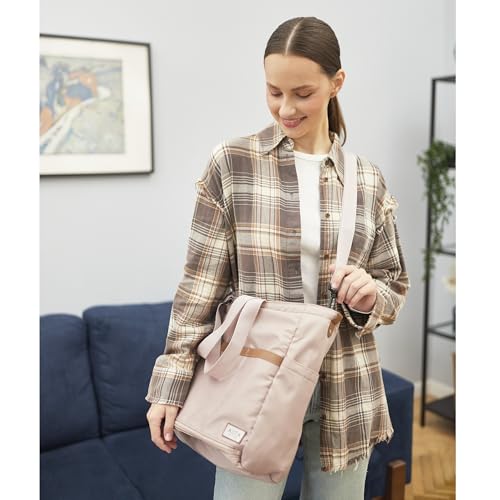 Diaper Bag Tote with Changing Pad, 20L Convertible Baby Bag with 12 Pockets and Insulated Bottle Holders, Crossbody Backpack for Travel, Light Pink - color: Light Pink