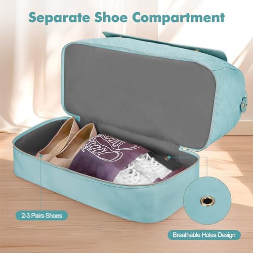 Wedama Travel Duffel Bag, Large Weekender Bag for Women with Shoe Compartment, Carry on Overnight Bag with Toiletry Makeup Bag, Gym Duffel Bag Travel Tote Bag for Travel Gym Camping Hospital, Blue - color: Blue, size: Large