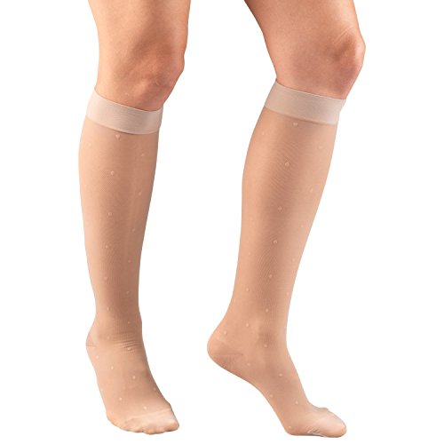 Truform Sheer Compression Stockings, 15-20 mmHg, Women's Knee High Length, Dot Pattern, Nude, Small - color: Nude, size: Small (1 Pair), style: Dot Pattern