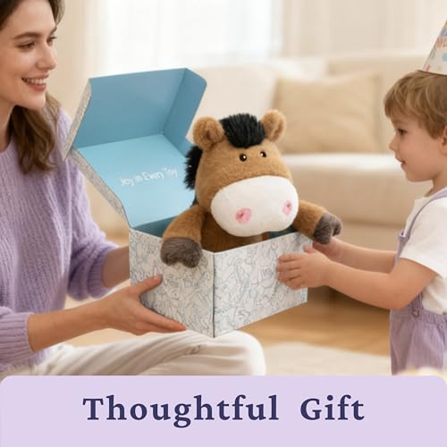 IKASA Microwavable Stuffed Animal Horse Plush, Heating Weighted 1.5 lbs - color: Brown Horse