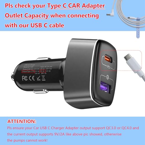 9V USB C to DC Breast Pump Adapter Charger Cable for Medela Pump-in-Style Advanced - color: USB C Charger Cable