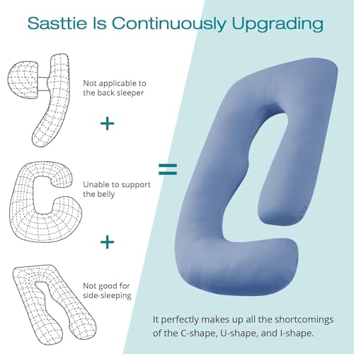 Sasttie Cooling Pregnancy Pillows for Sleeping, 57'' Full Body Pillow, Blue - color: Blue, size: 57 Inch