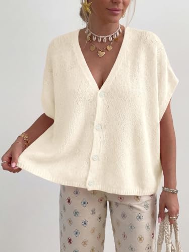 PRETTYGARDEN Womens 2026 Summer Oversized Cardigans Sweaters - color: White, size: X-Large