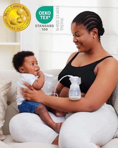 Momcozy Pumping Bra Hands Free, Cotton Pumping & Nursing Bra in One - color: Black-2pk, size: Small