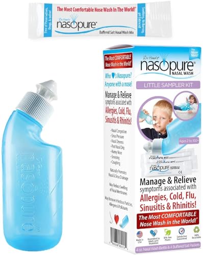 DR HANA'S NASOPURE Nasal Wash, “The Nicer Neti Pot” Little Sampler Sinus Wash Kit, Comfortable Rinse, 4 Oz - size: 5 Piece Set