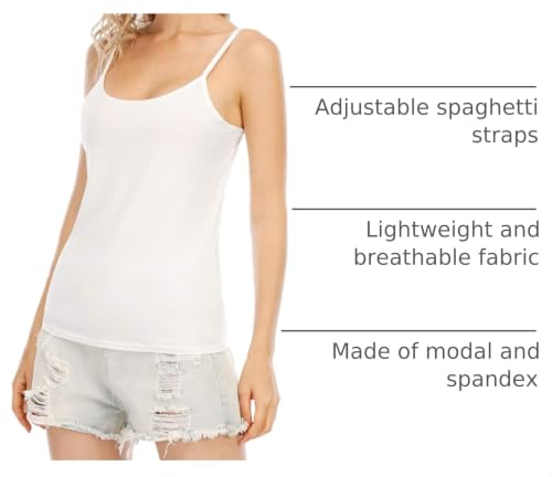 Orrpally Basic Cami Tank Tops Women Lightweight Camisole Stretch Tank Top Adjustable 4-Pack - color: Black/White/Black/Gray, size: Small