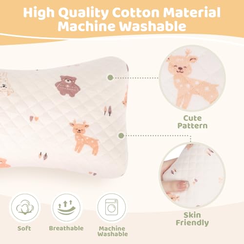 vocheer Small Pillow with Removable Cover, 11"x 7" Tiny Travel Pillow 2PCS - color: Pink Deer-2pc