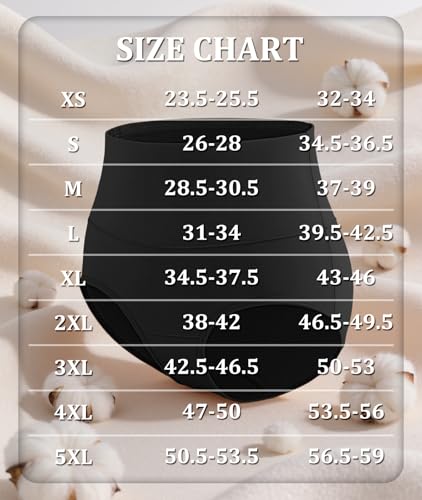 Cotton Underwear for Women High Waisted Panties Full Coverage 5 Pack - color: Black-5pack, size: Small
