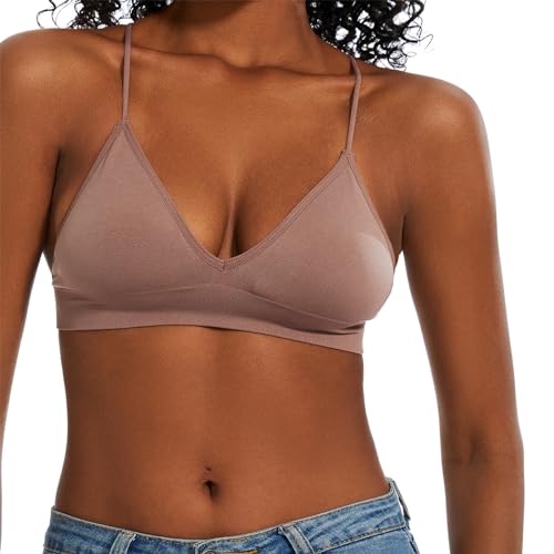 Seamless Bra for Women Low Back Bralette Wirefree Spaghetti Bra with Padded Removeable - color: Slate Violet, size: Small