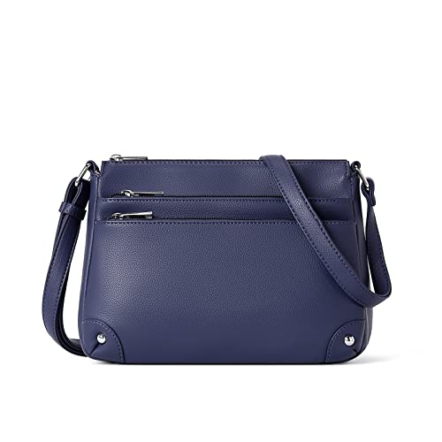 WESTBRONCO Crossbody Bags for Women, Medium Purses with Multi Zipper Pocket - color: Navy Blue