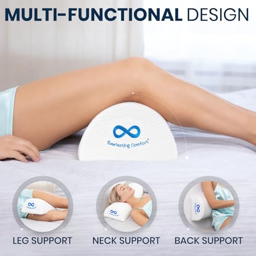 Everlasting Comfort Under Knee Pillow for Back Sleeping - Memory Foam Half Moon Leg Bolster Pillow for Back Pain, Thoracic Support (Pack of 2) - size: Standard (Pack of 2)