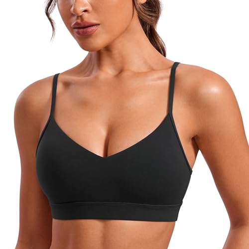 CRZ YOGA Butterluxe V Neck Sports Bras - color: Black, size: Large