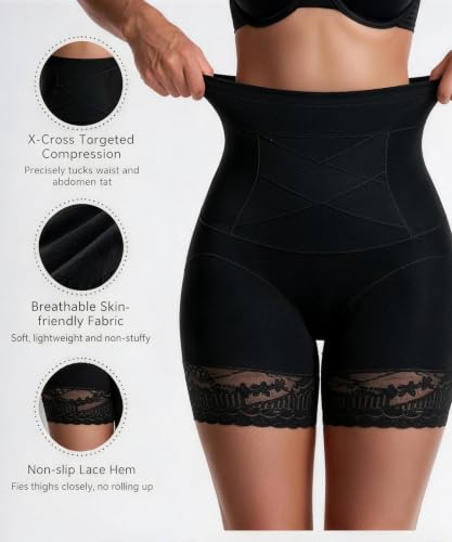 High Waist Shapewear Tummy Control Shorts Fajas Plus Size - color: Black, size: Medium