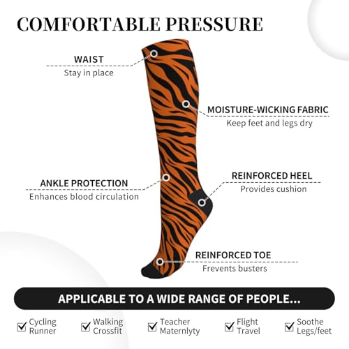 Compression Socks Knee High Support Stockings Women Men - color: Tiger Skin
