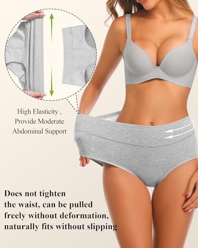 Annenmy High Waisted Womens Underwear Cotton Underwear Full Coverage Briefs Stretch Breathable Ladies Panties 5 Pack - color: Multicolor, size: Large